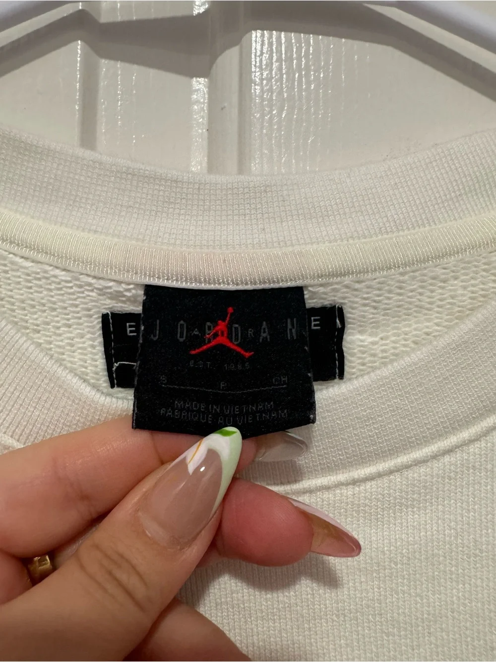 Jordan Men's Cream Embroidered Crewneck Sweatshirt - Off-White